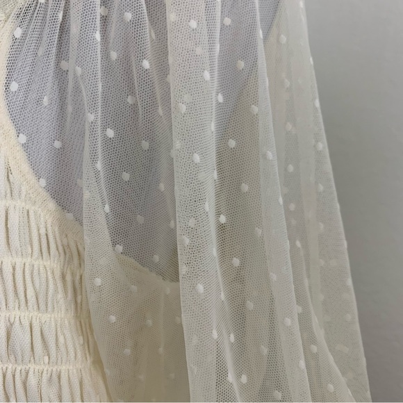 Torrid Mesh Swiss Dot Smocked Top Women’s 3X Sheer Puff Sleeves Coquette Cottage - Picture 8 of 17